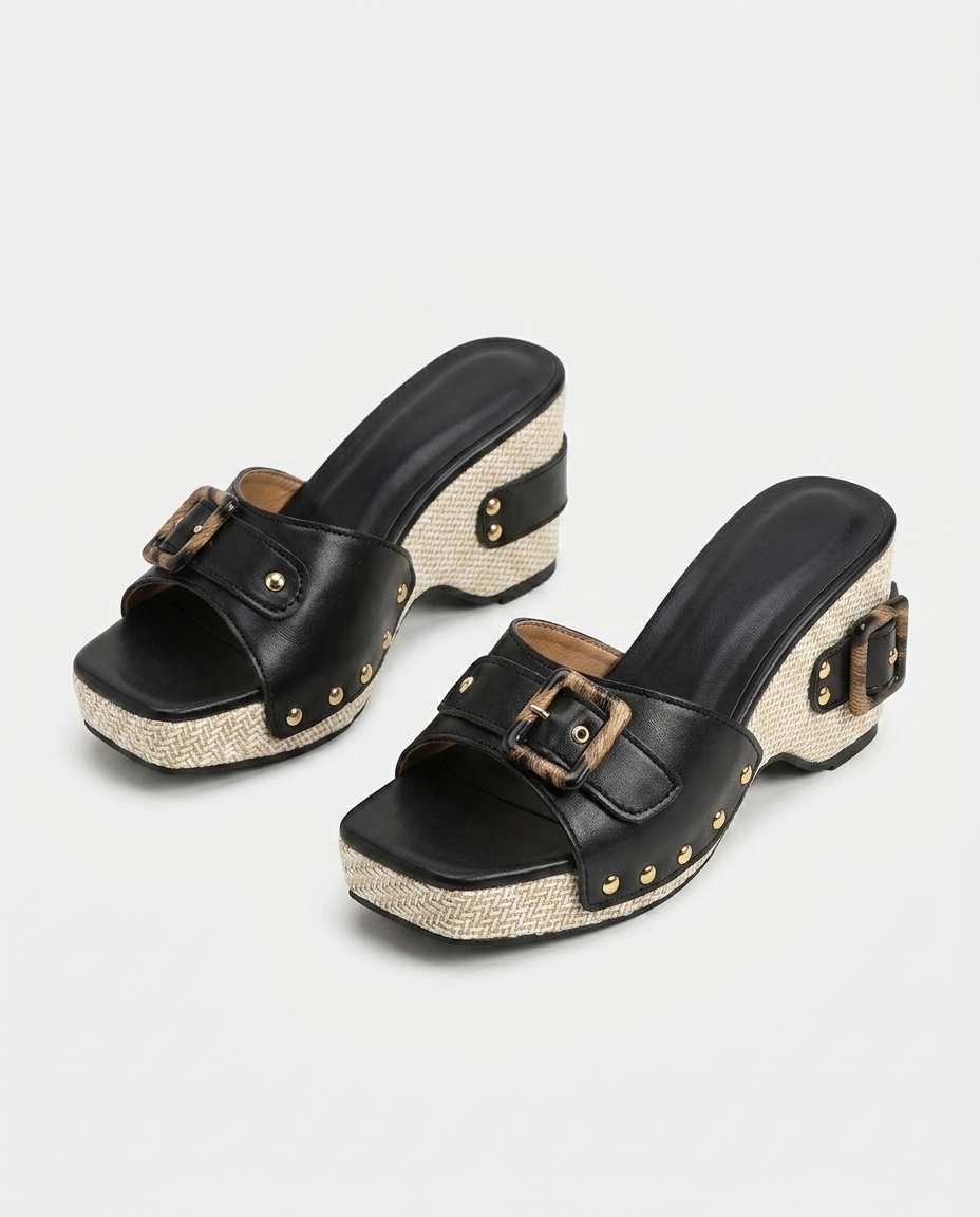 Josephine Woven Platform Slide | Emory & Blanc