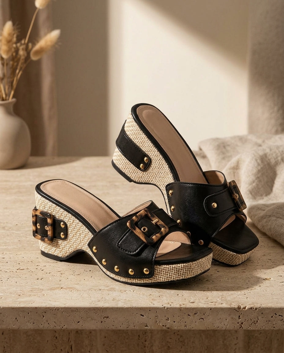 Josephine Woven Platform Slide | Emory & Blanc