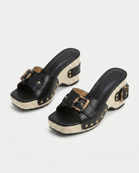 Josephine Woven Platform Slide | Emory & Blanc