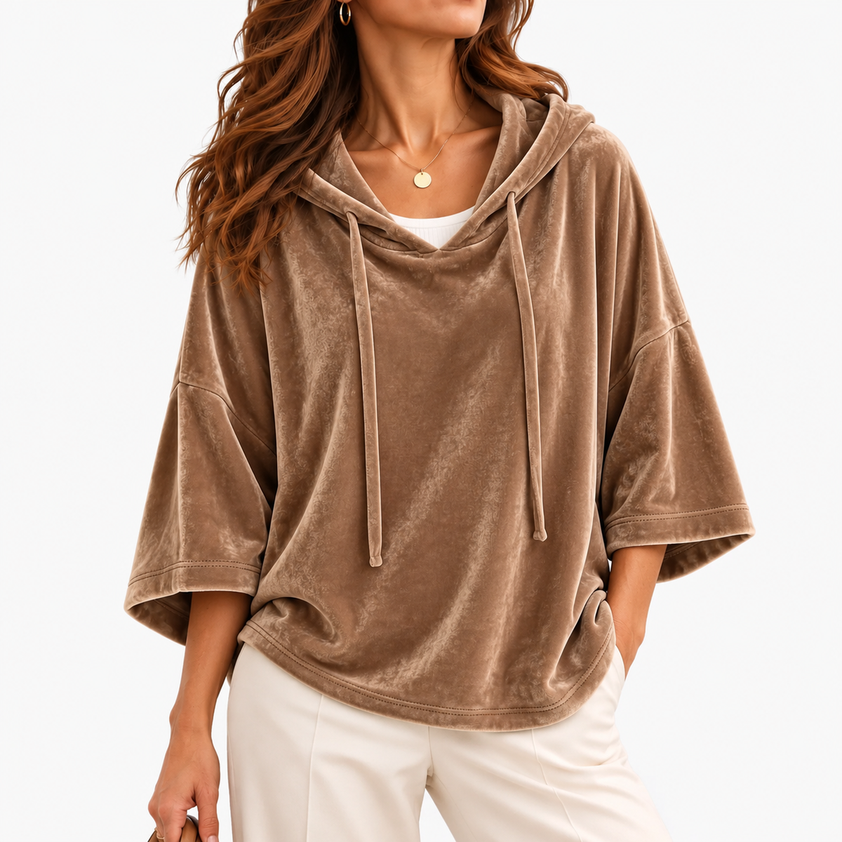 Juliana Relaxed Fit Hooded Top — Camel | Emory & Blanc