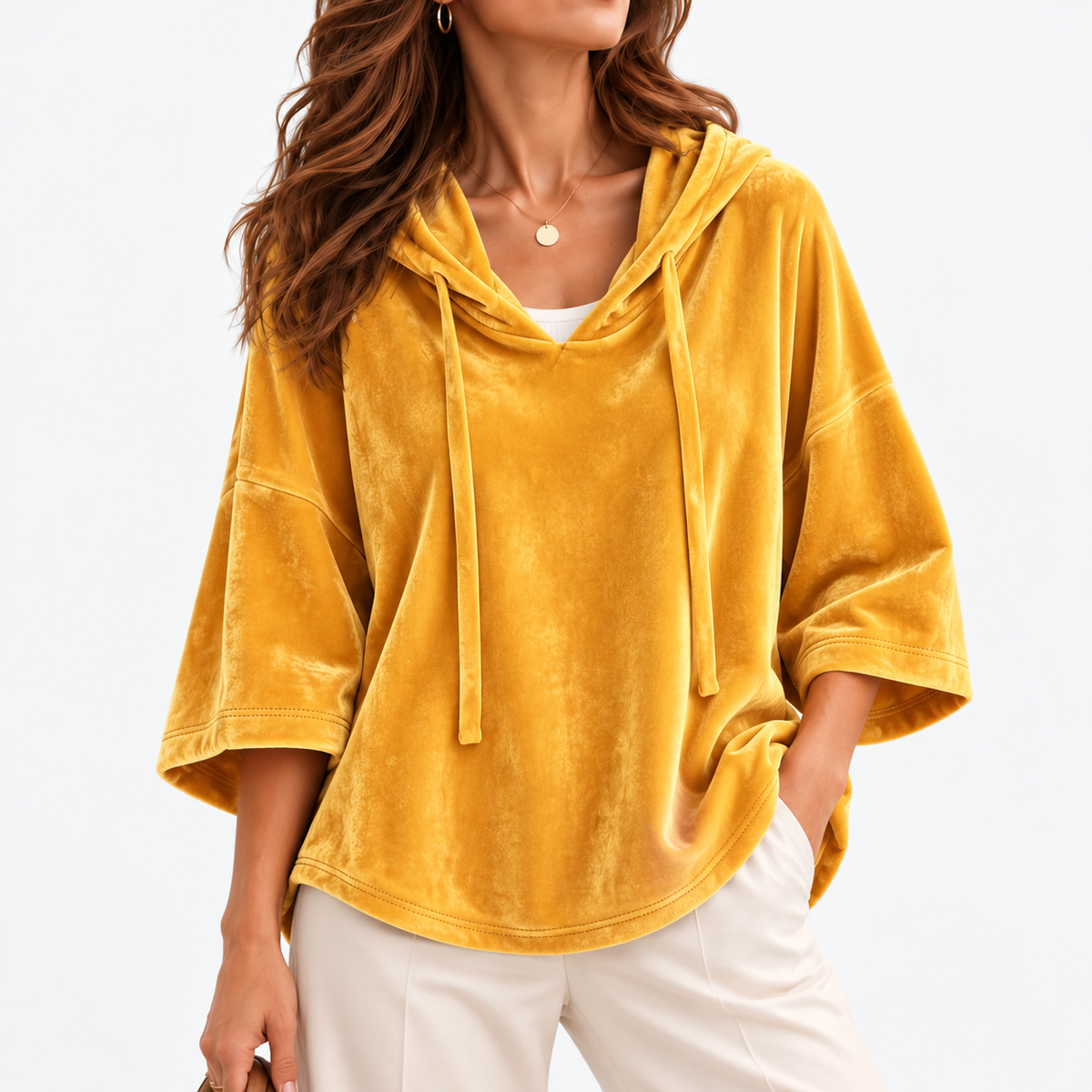 Juliana Relaxed Fit Hooded Top — Gold | Emory & Blanc