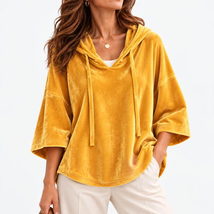Juliana Relaxed Fit Hooded Top — Gold | Emory & Blanc
