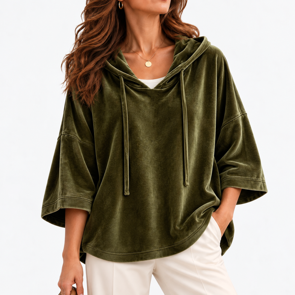 Juliana Relaxed Fit Hooded Top — Olive | Emory & Blanc