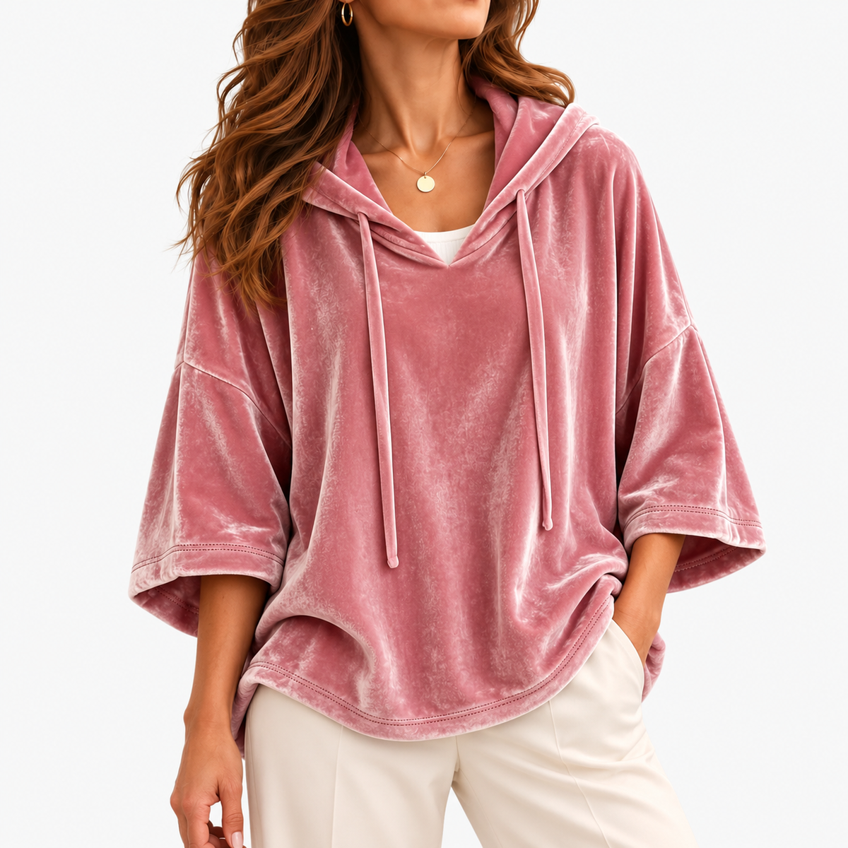 Juliana Relaxed Fit Hooded Top — Pink / Red | Emory & Blanc