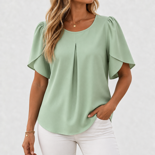 Julien Stretch Pleated Pullover Shirt — Light Green | Emory & Blanc