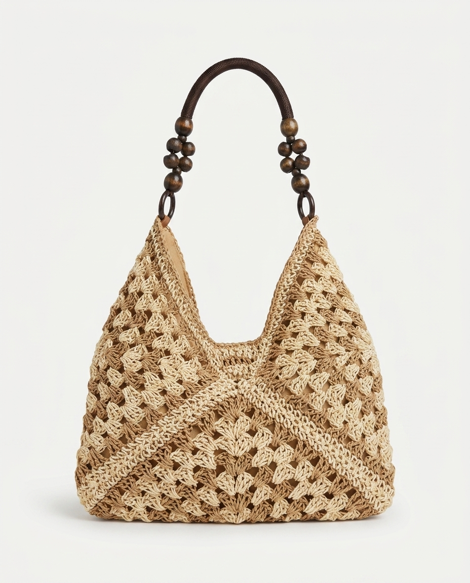 Juliette Beaded Crochet Hobo — Cream Tan | Emory & Blanc