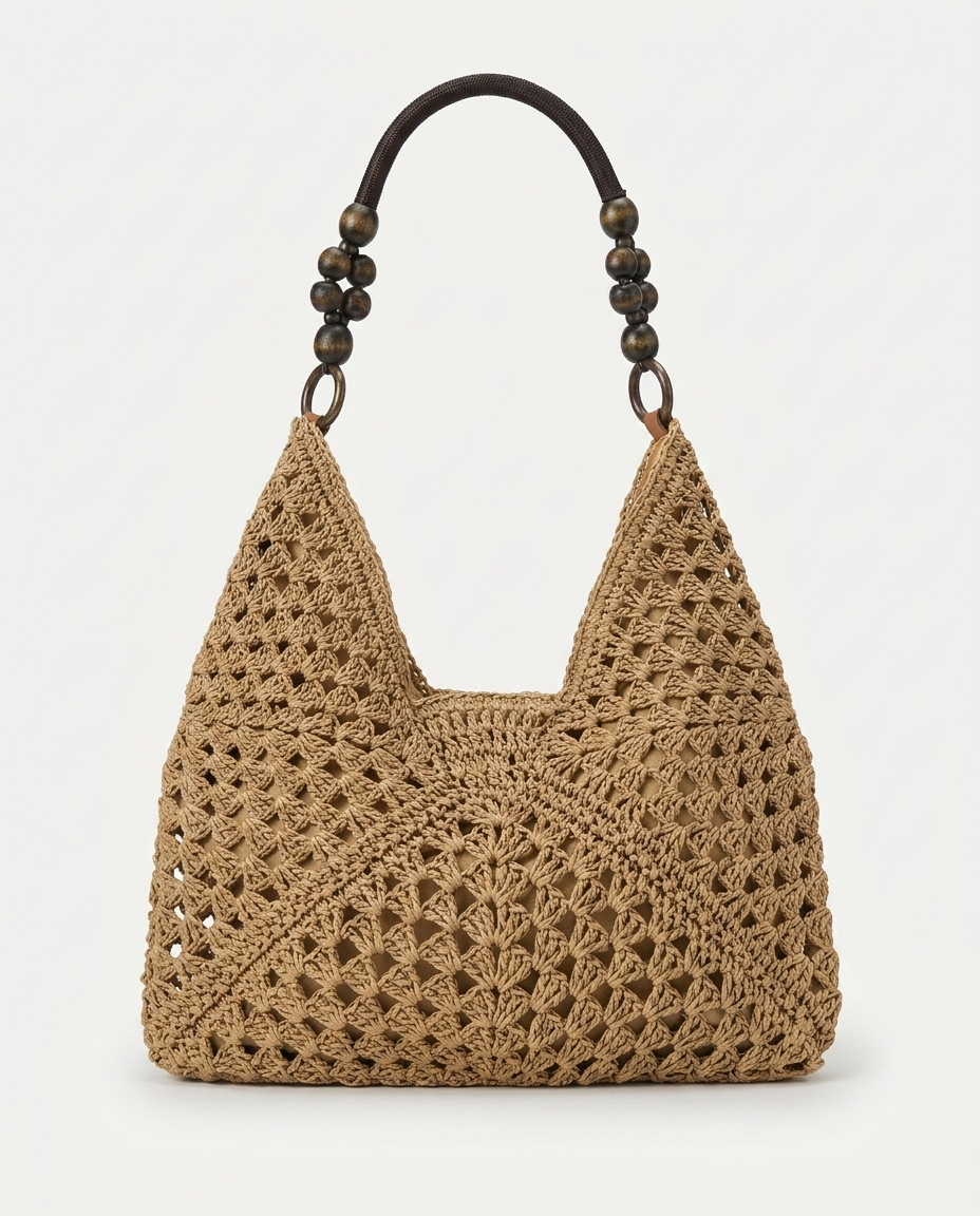 Juliette Beaded Crochet Hobo — Tan | Emory & Blanc