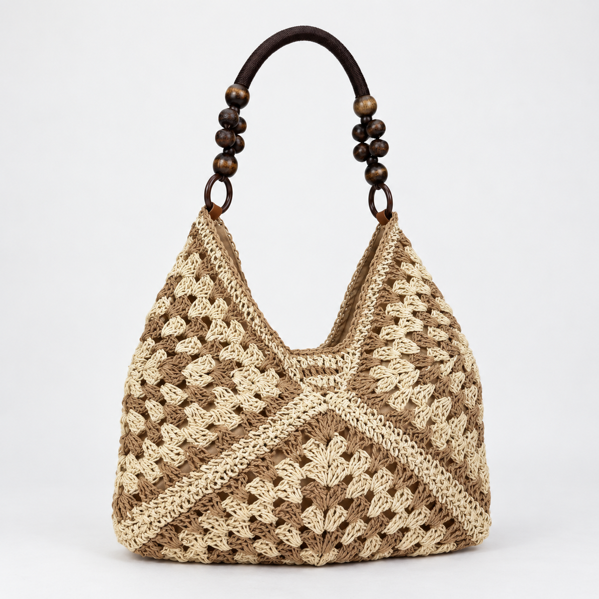 Juliette Beaded Crochet Hobo — Cream Tan | Emory & Blanc