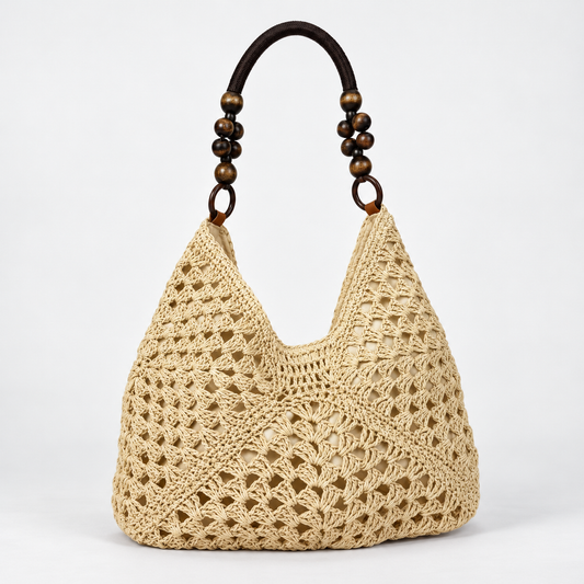 Juliette Beaded Crochet Hobo — Natural | Emory & Blanc