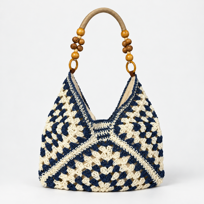 Juliette Beaded Crochet Hobo — Navy | Emory & Blanc