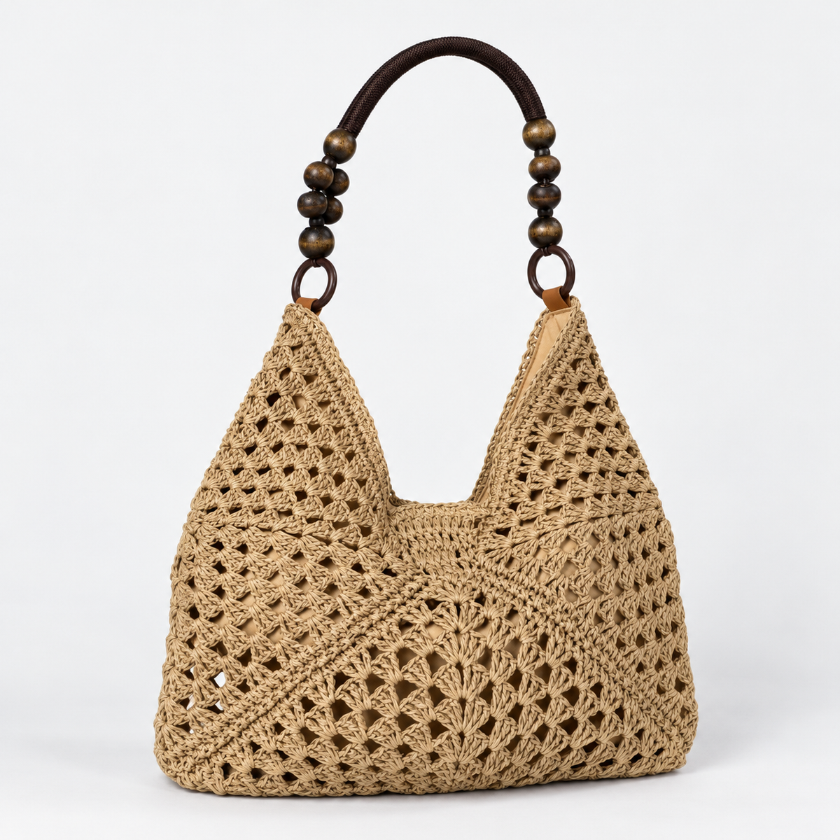 Juliette Beaded Crochet Hobo — Tan | Emory & Blanc