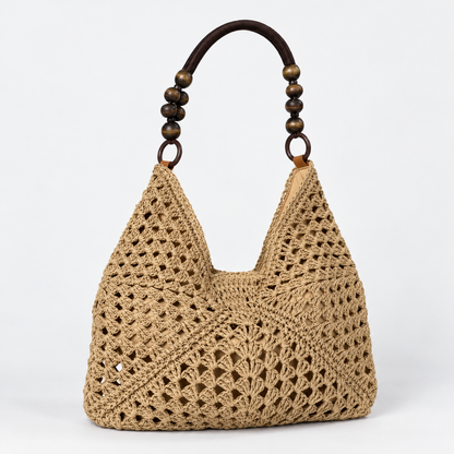 Juliette Beaded Crochet Hobo — Tan | Emory & Blanc