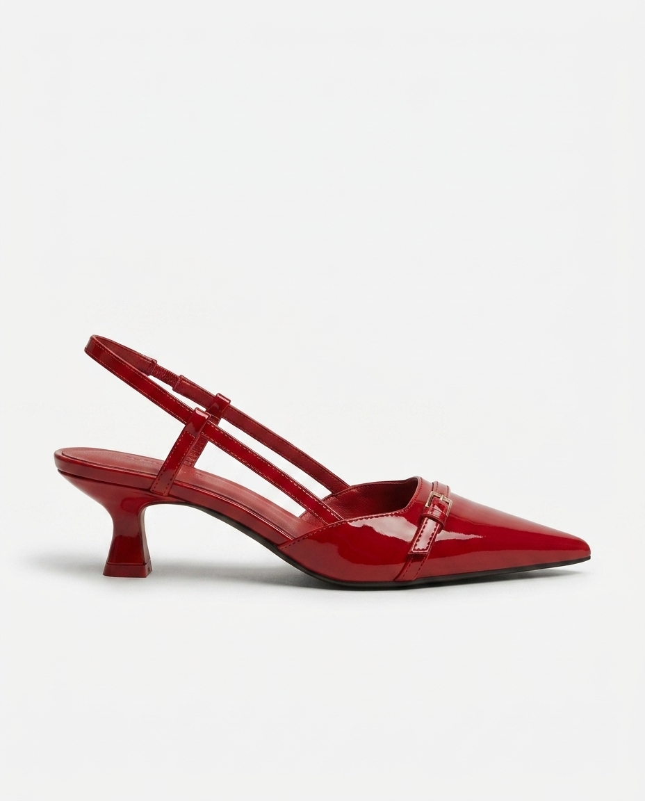 Juliette Buckle Slingback — Red | Emory & Blanc