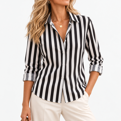 Juniper Relaxed Fit Striped Button-Up Shirt — Night | Emory & Blanc
