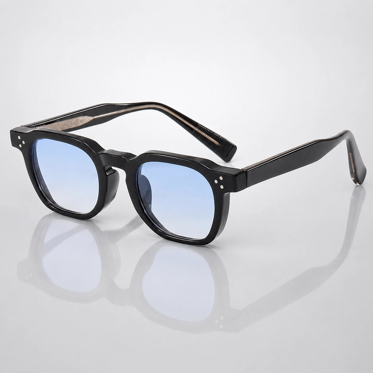 Keir Lightweight Rounded Square Sunglasses — Black | Emory & Blanc