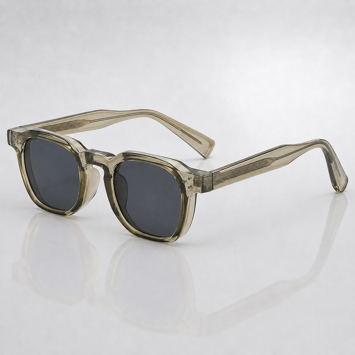 Keir Lightweight Rounded Square Sunglasses — Khaki & Black | Emory & Blanc