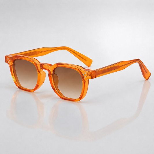 Keir Lightweight Rounded Square Sunglasses — Orange & Amber | Emory & Blanc