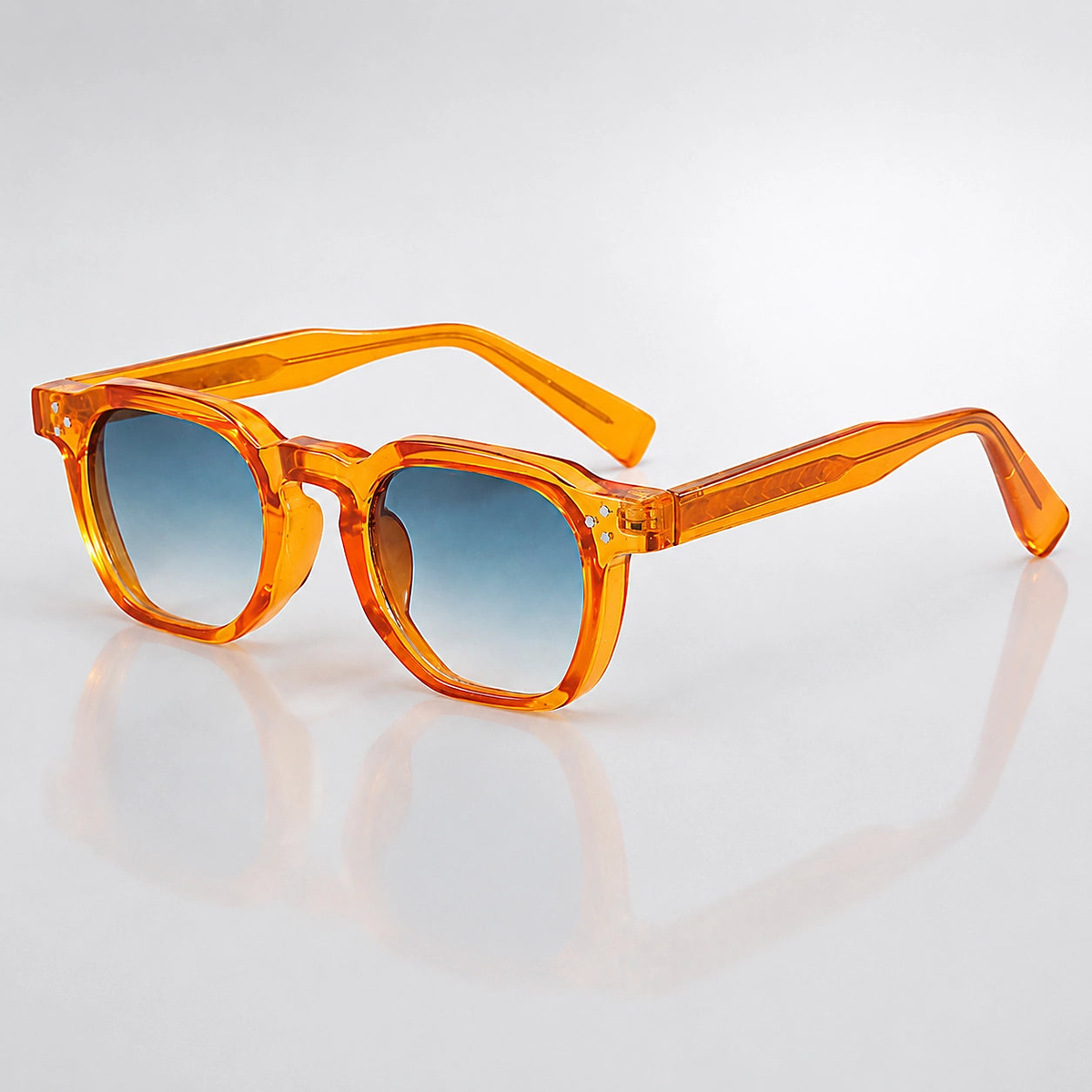 Keir Lightweight Rounded Square Sunglasses — Orange & Blue | Emory & Blanc