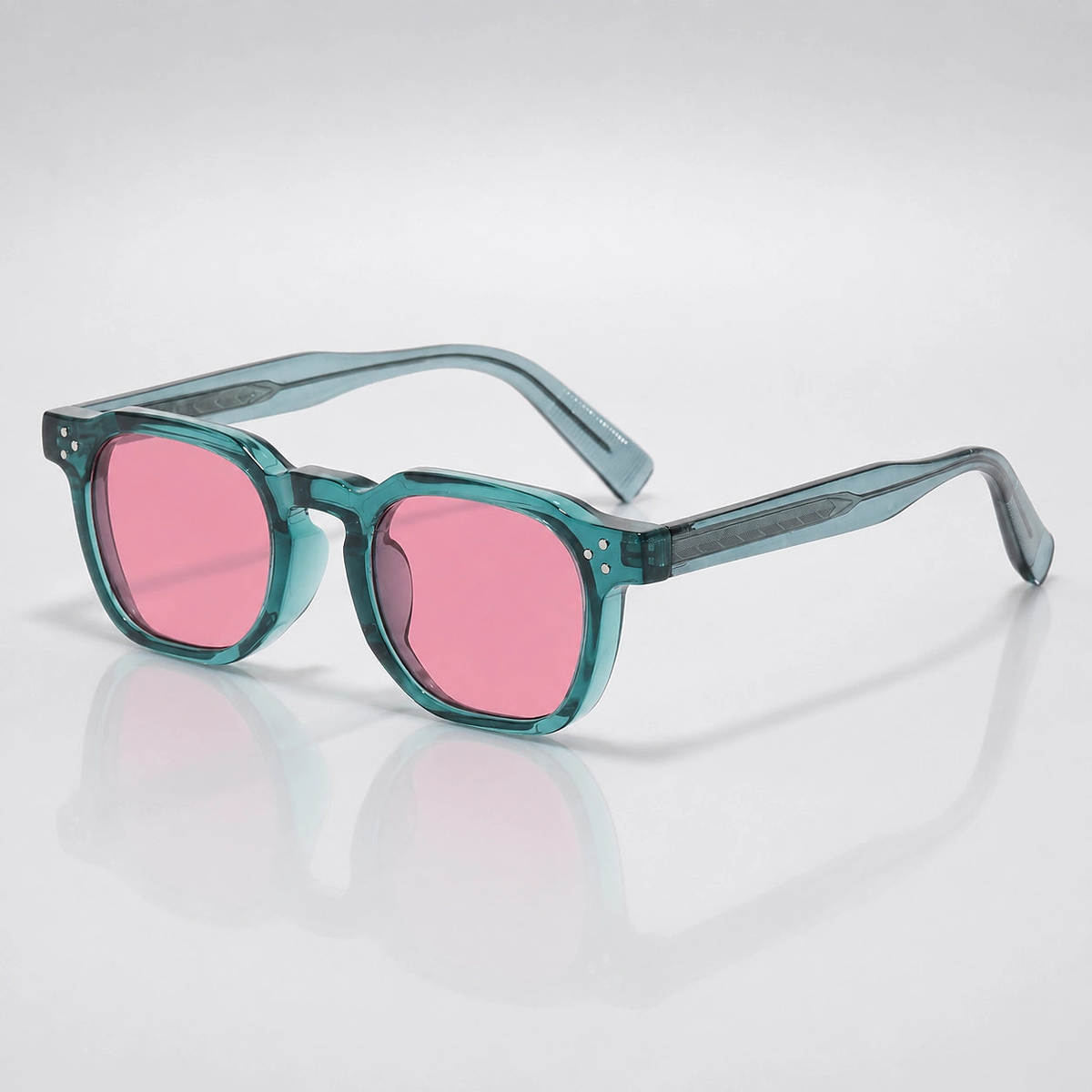 Keir Lightweight Rounded Square Sunglasses — Turquoise | Emory & Blanc
