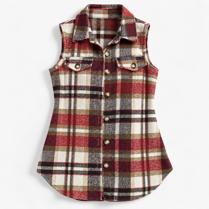 Kirsten Soft Plaid Longline Vest | Emory & Blanc