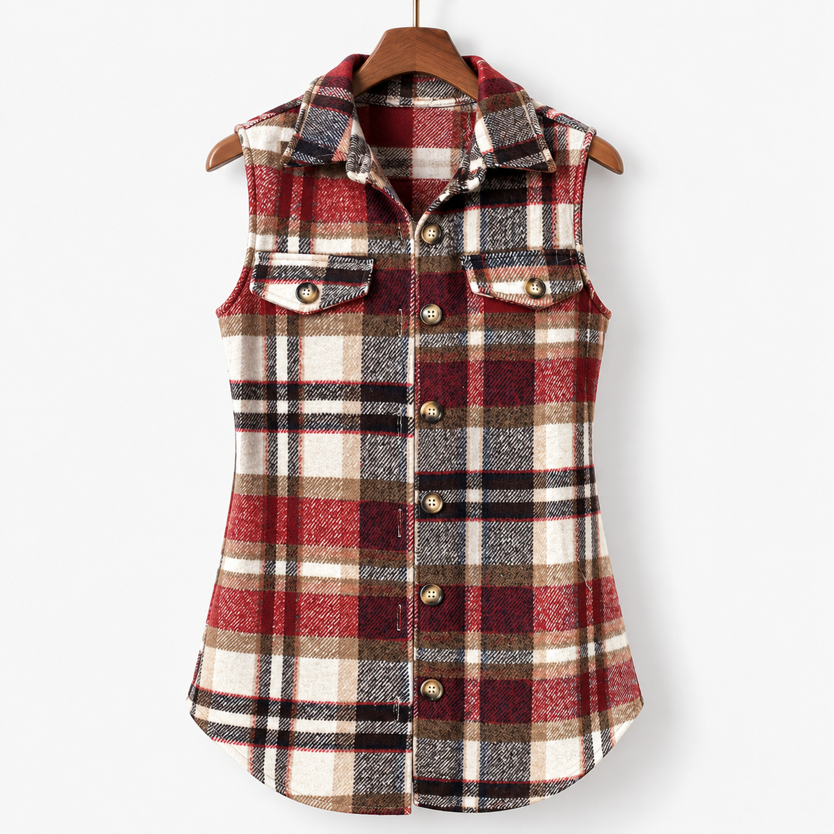Kirsten Soft Plaid Longline Vest | Emory & Blanc