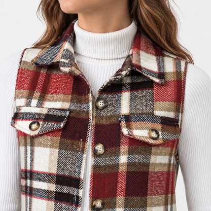 Kirsten Soft Plaid Longline Vest | Emory & Blanc
