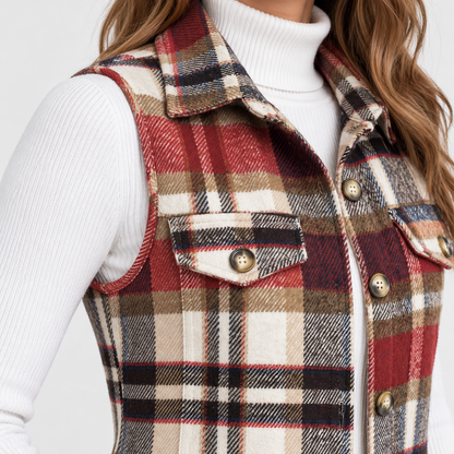 Kirsten Soft Plaid Longline Vest | Emory & Blanc
