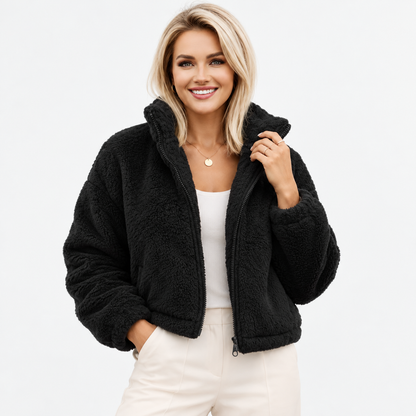 Larissa Stretch Zip-Up Jacket — Black | Emory & Blanc