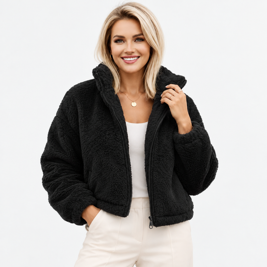 Larissa Stretch Zip-Up Jacket — Black | Emory & Blanc