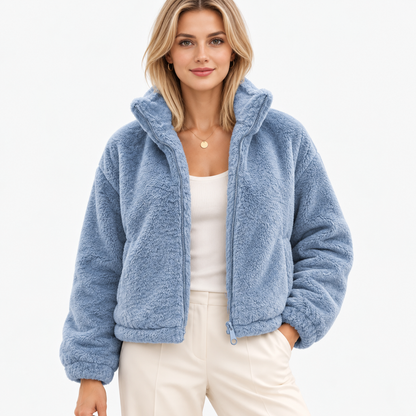 Larissa Stretch Zip-Up Jacket — Light Blue | Emory & Blanc