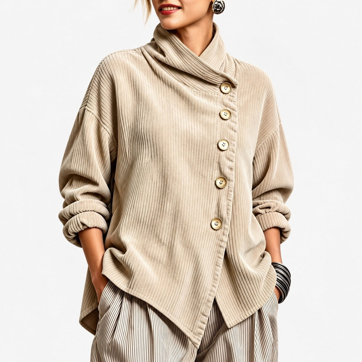 Leighton Relaxed Fit Shirt Jacket — Apricot | Emory & Blanc