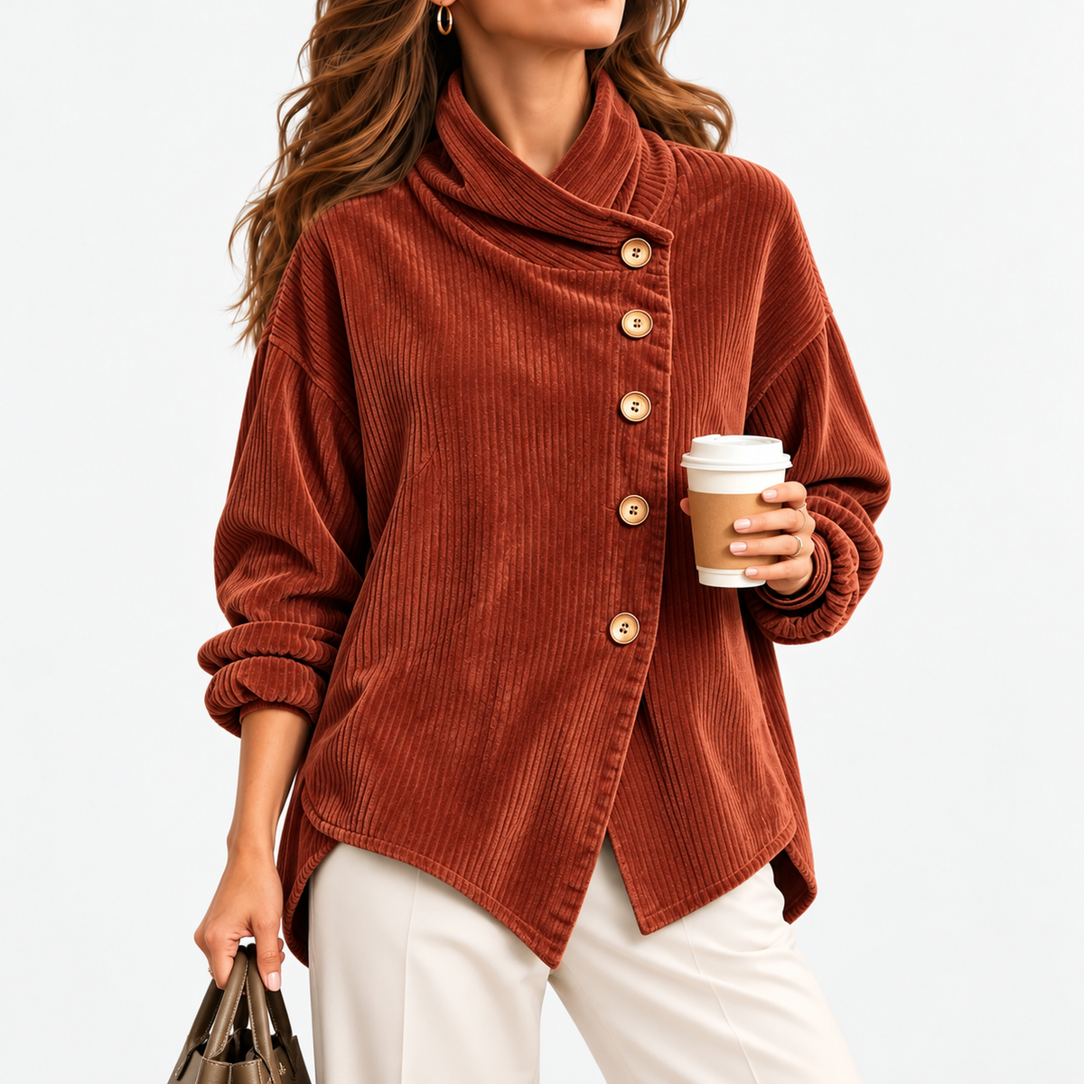 Leighton Relaxed Fit Shirt Jacket — Brick Red | Emory & Blanc