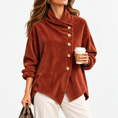 Leighton Relaxed Fit Shirt Jacket — Brick Red | Emory & Blanc