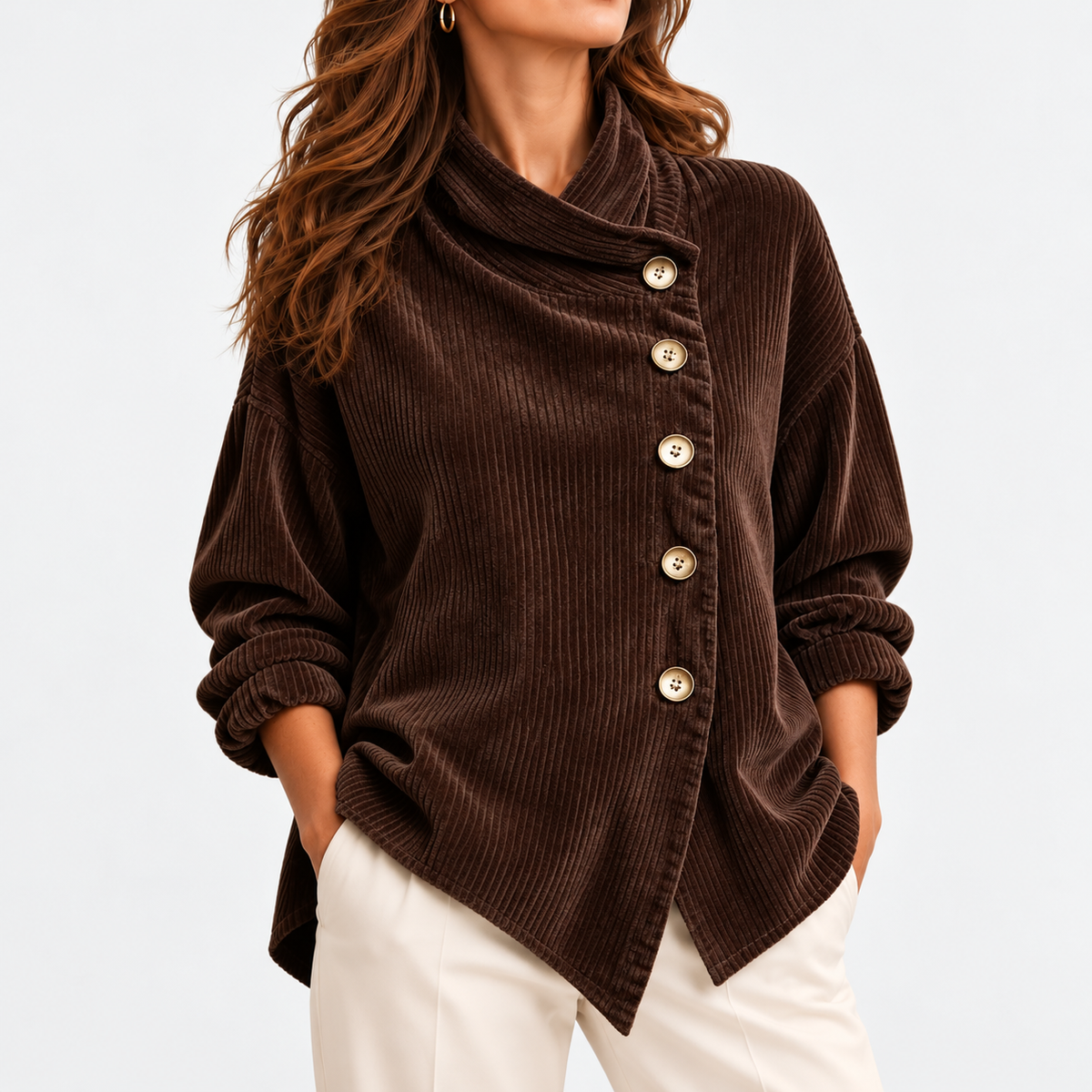 Leighton Relaxed Fit Shirt Jacket — Dark Brown | Emory & Blanc