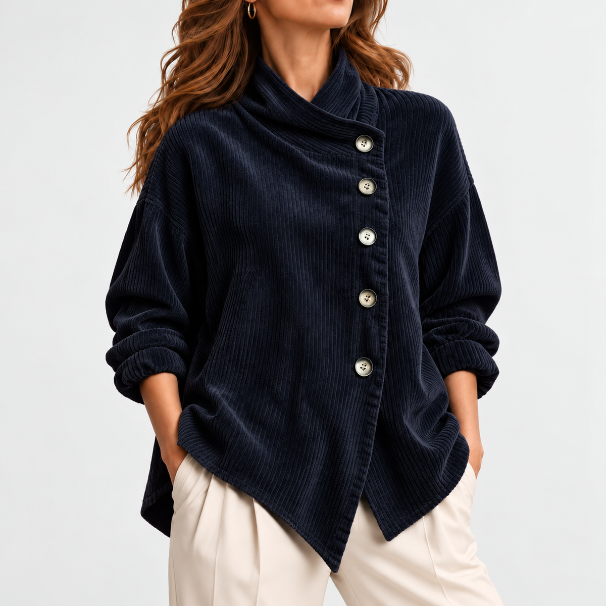 Leighton Relaxed Fit Shirt Jacket — Navy | Emory & Blanc