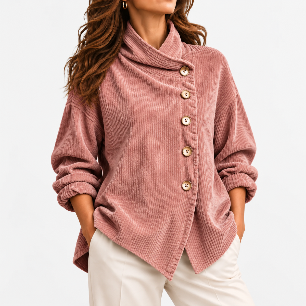 Leighton Relaxed Fit Shirt Jacket — Pink / Red | Emory & Blanc