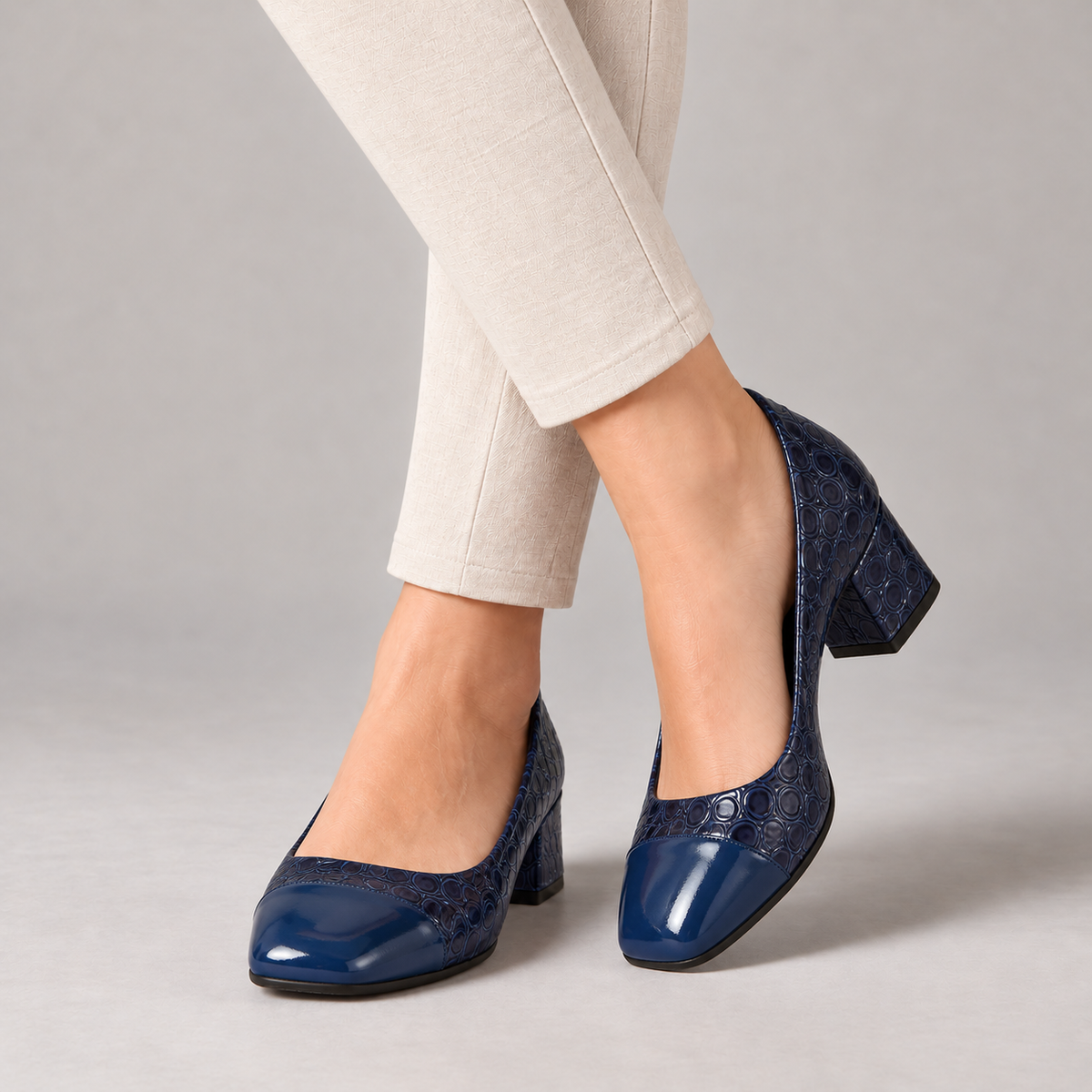 Leila Comfort Block Heel Pumps — Blue | Emory & Blanc