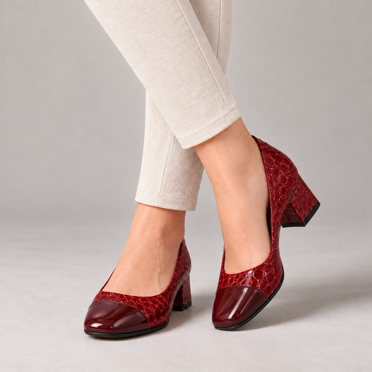 Leila Comfort Block Heel Pumps — Red | Emory & Blanc