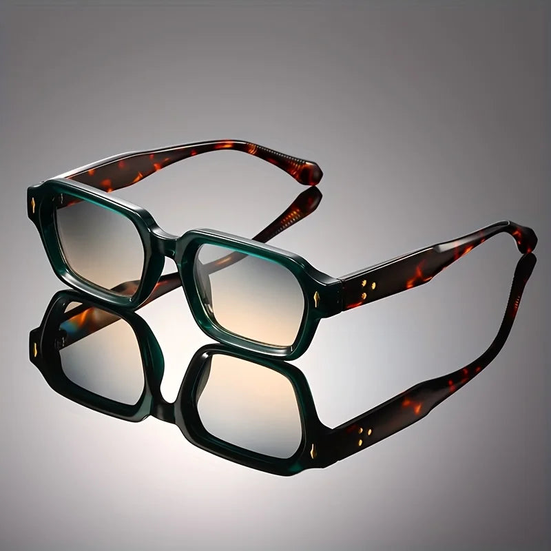 Leland Lightweight Square Sunglasses — Dark Green/Leopard | Emory & Blanc