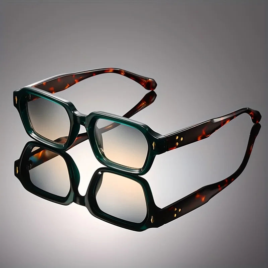 Leland Lightweight Square Sunglasses — Dark Green/Leopard | Emory & Blanc