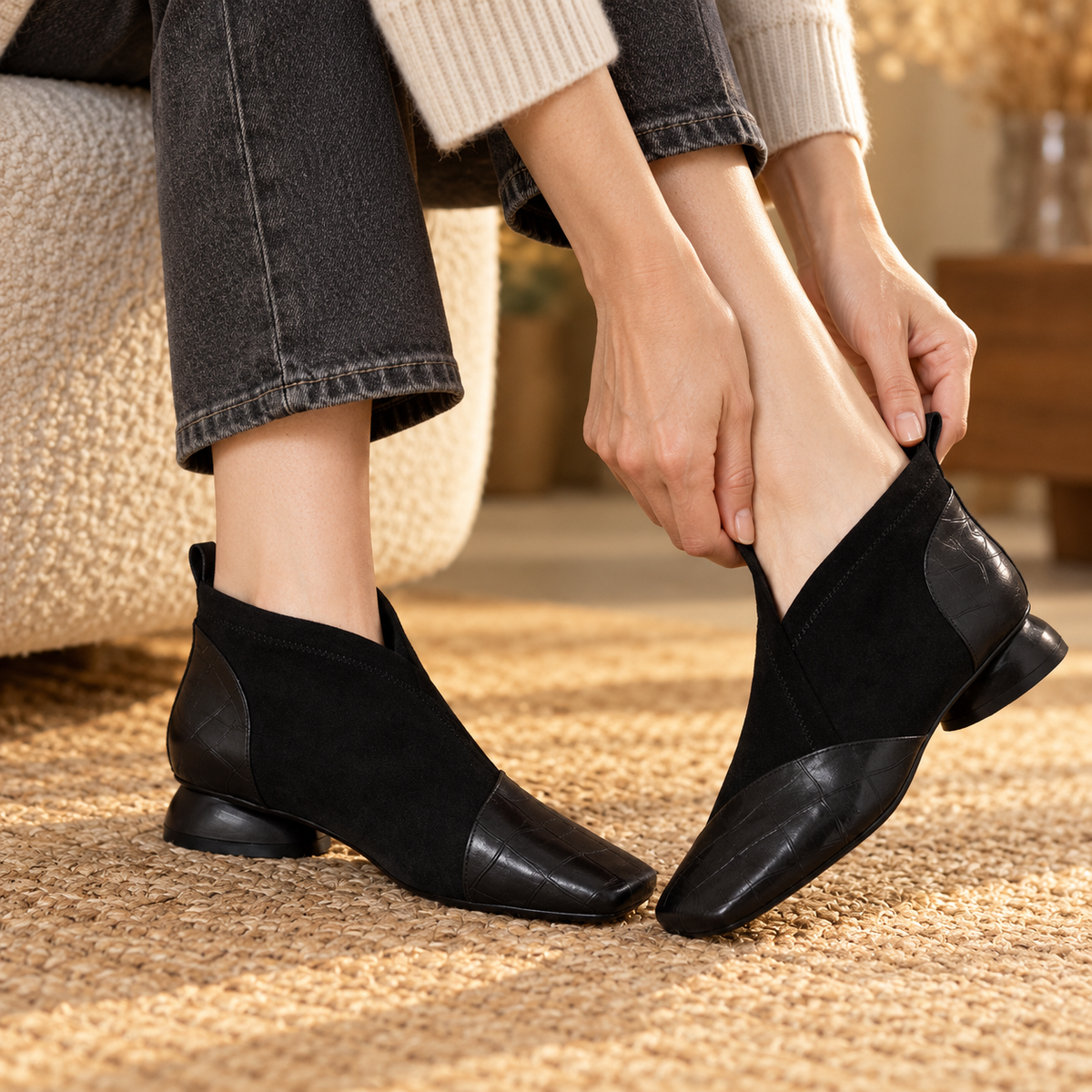 Leona Easy Pull-On Ankle Boots | Emory & Blanc