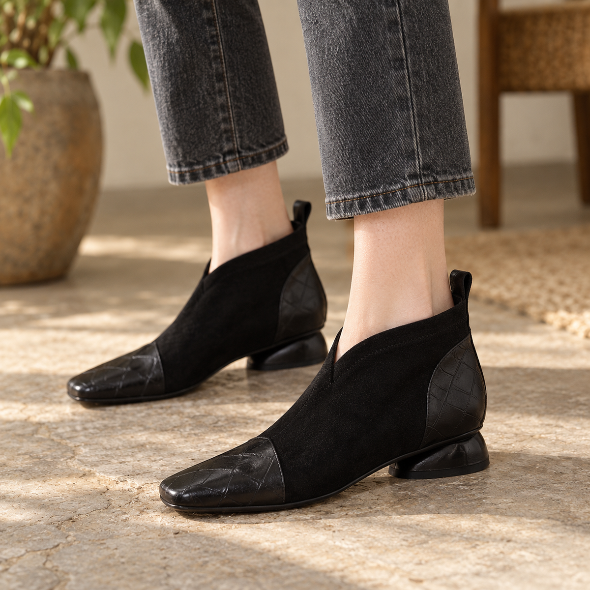 Leona Easy Pull-On Ankle Boots | Emory & Blanc