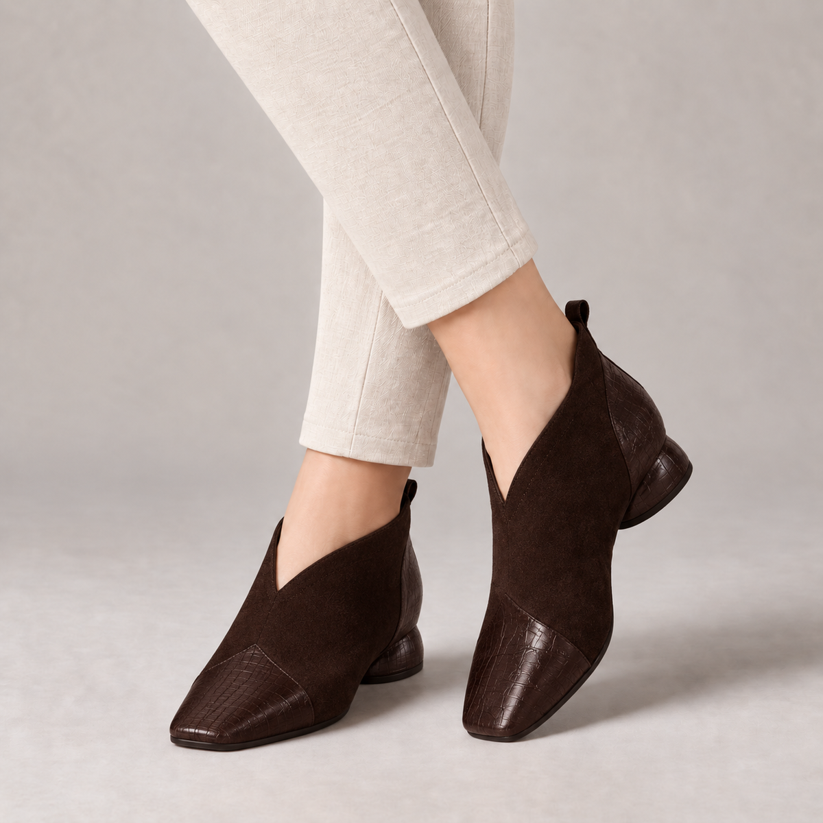 Leona Easy Pull-On Ankle Boots — Coffee | Emory & Blanc