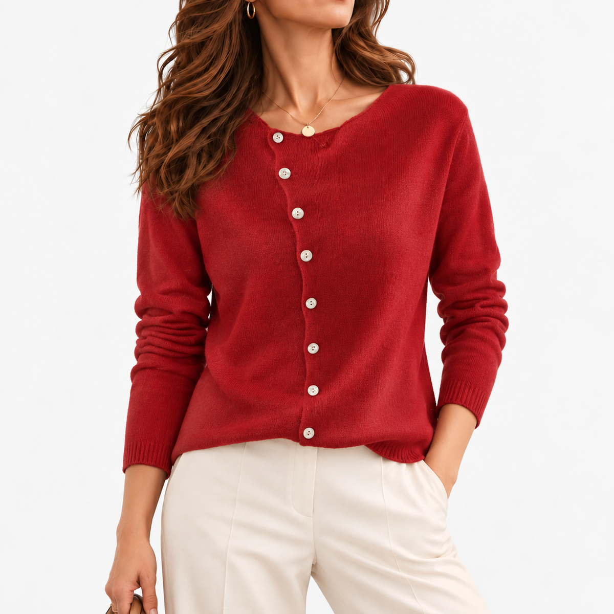 Leonie Women's Soft Crew-Neck Shirt — Red | Emory & Blanc