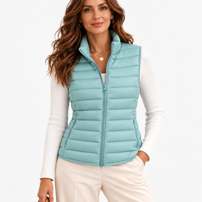 Leonora Lightweight Puffer Vest — Blue | Emory & Blanc