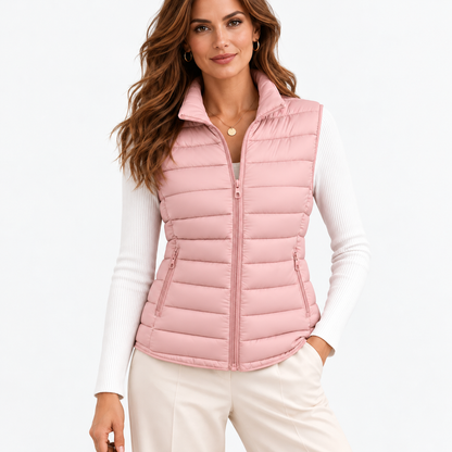 Leonora Lightweight Puffer Vest — Pink | Emory & Blanc