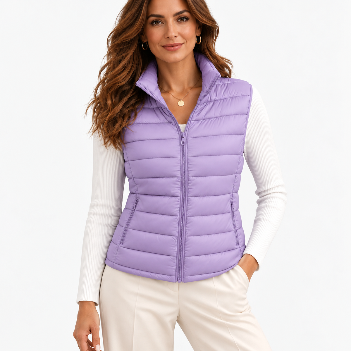 Leonora Lightweight Puffer Vest — Purple | Emory & Blanc
