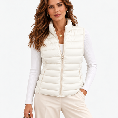 Leonora Lightweight Puffer Vest — White | Emory & Blanc