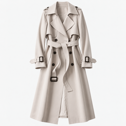 Liesel Tailored Belted Trench Coat — Ivory – Plain Lining | Emory & Blanc
