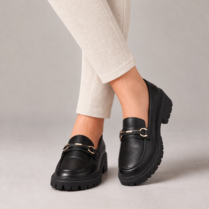 Lila Comfort Lug Sole Loafers — Black | Emory & Blanc